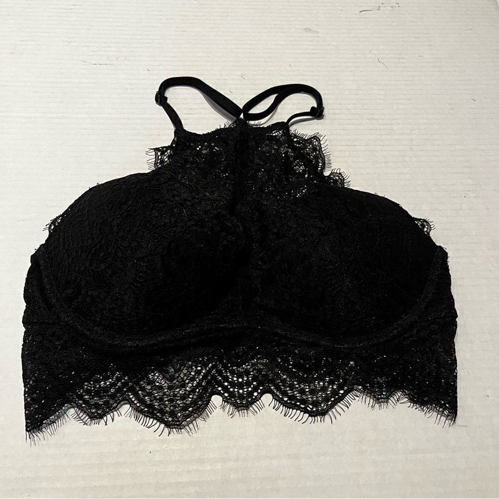 Pink High Neck Push up Bralette Black Small(AA-C)